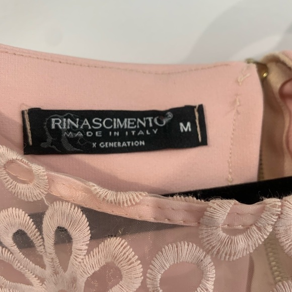 Rinascimento Womens Dress Size M Lace Floral Mini rose gold Lining Italy Mesh - Picture 2 of 7